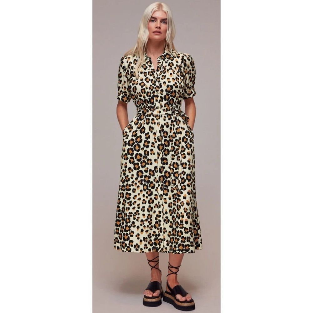 Whistles Painted Leopard Shirt Dress Size 8 / NWOT